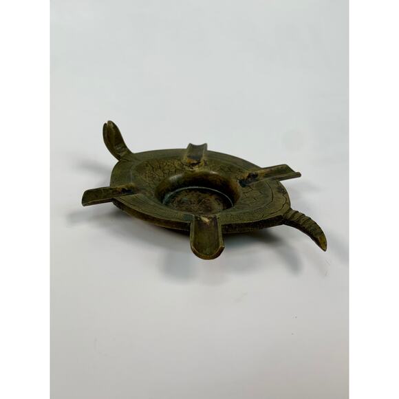 Vintage Ashtray - Overturned Tortoise Turtle - Brass Home Decor - Tobacciana - Picture 6 of 7